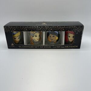 Disney Princess Shot‎ Glassware Set of 4 Glasses Cinderella Belle Ariel Jasmine